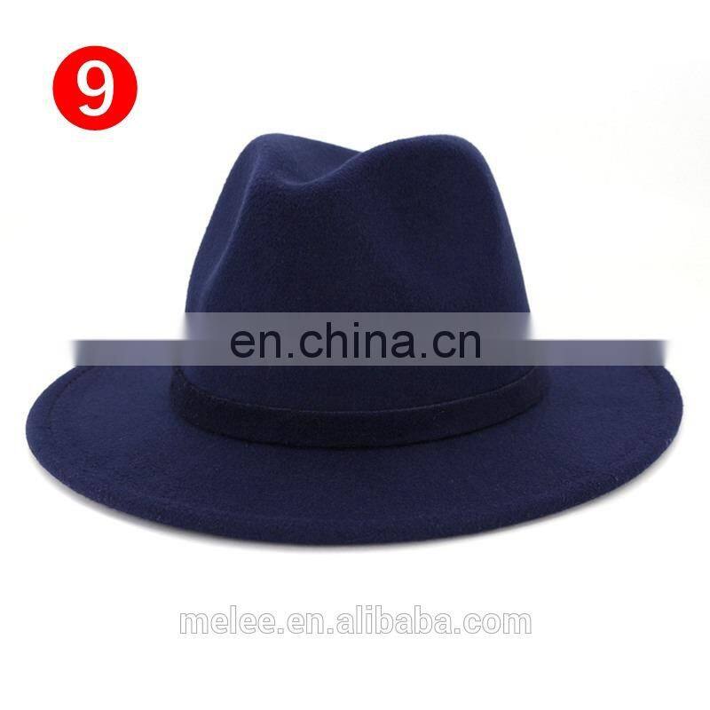 Cheap Flat Brim Colorful Panama Wide Fedora Hat for Women Men 100% Wool Felt Fedora Jazz Wide Brim Hat