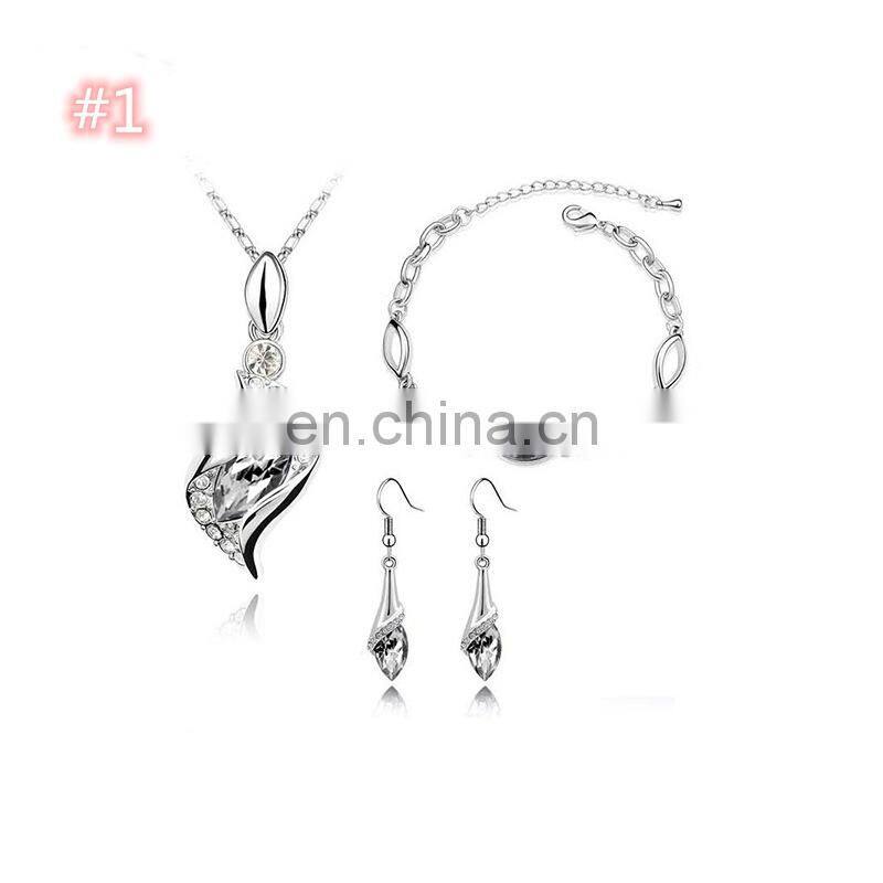 fashion Diamond jewelry set Necklace + bracelet + erring jewelry set Ladies Women crystal 3 piece costume jewelry