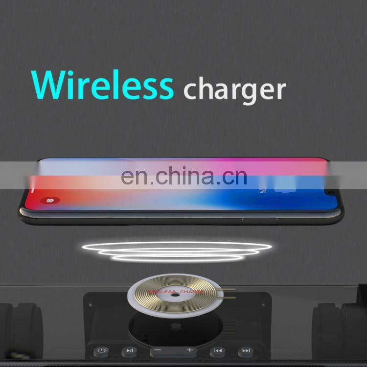 Multi function high quality sound led display alarm clock qi wireless charger bluetooth speaker match with smart device speakers