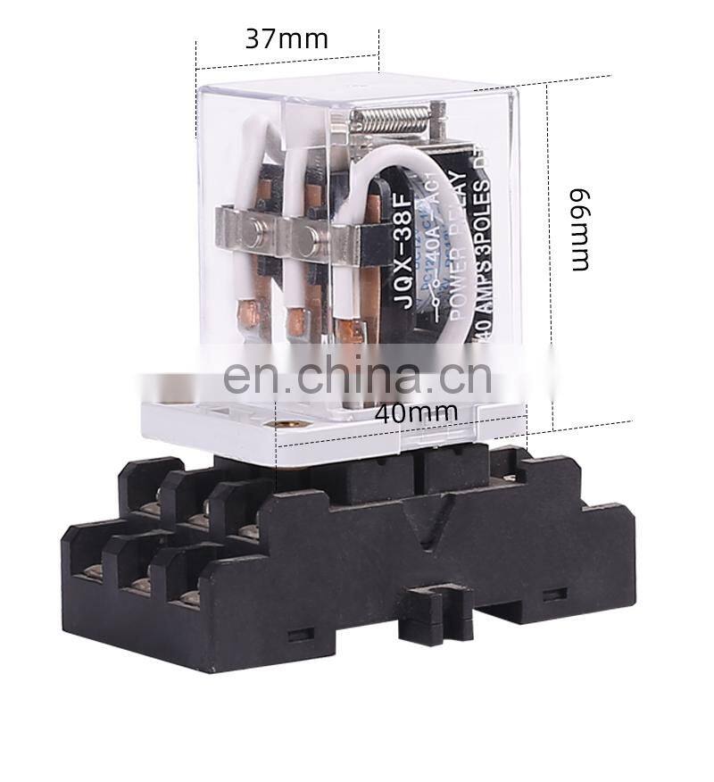 JQX-38F 3Z 40A power relay Intermediate relay Electromagnetic relay 11pin DC12V DC24V AC110V AC220V with base