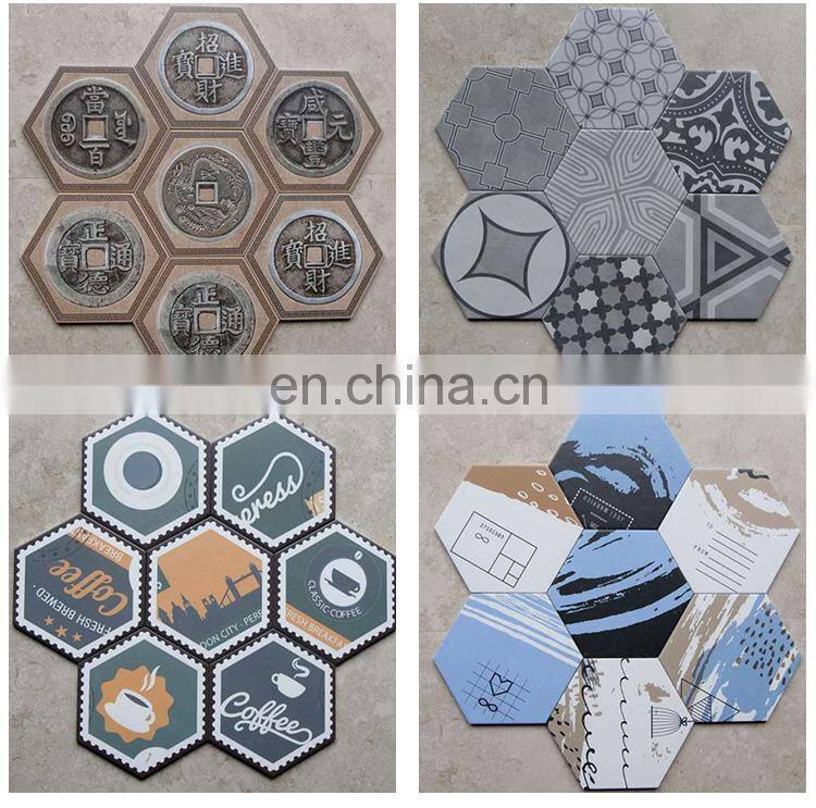 230*200*115 Art Tile Mediterranean style Blue and White Porcelain Hex Floor Tile/Wall Tile