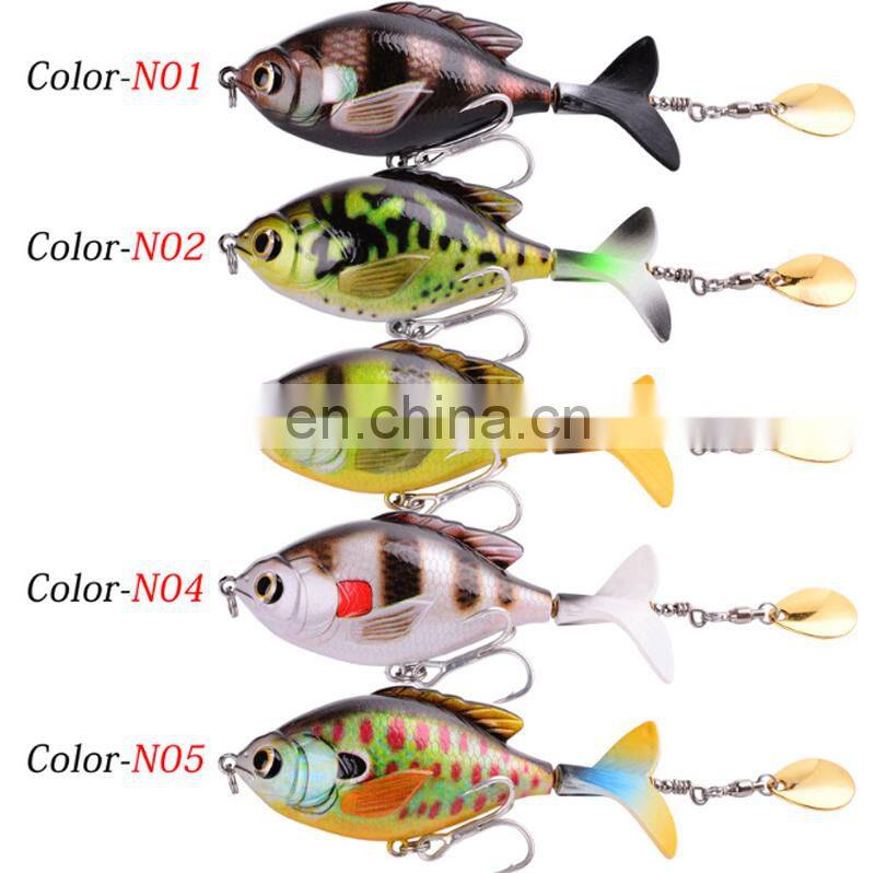 Amazon New Design 97mm 16.6g Topwater Floating Rotating Tail Artificial Hard Bait Fishing Lures Whopper Plopper