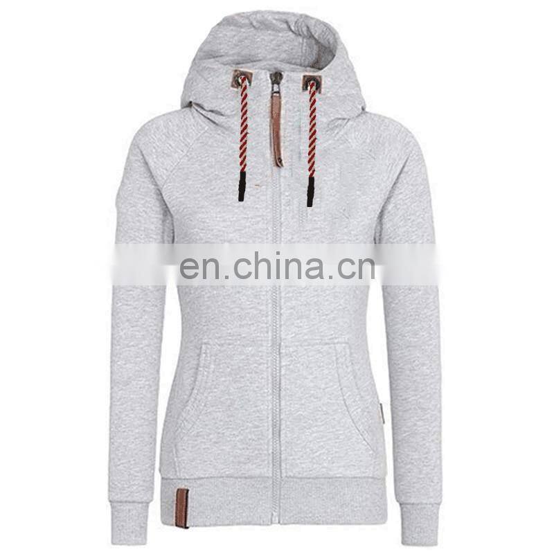 Wholesale custom women's spring and autumn long sleeve zipper cardigan jacket plus size casual hooded jacket large clothes