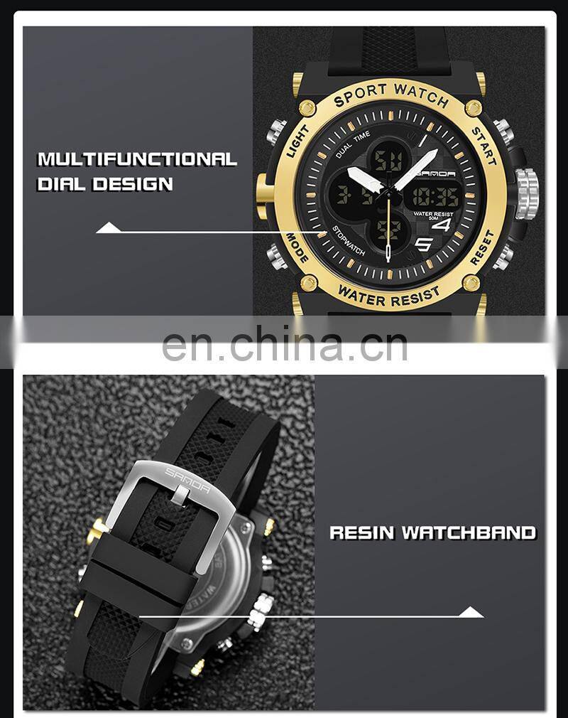 SANDA 3107 Top Brand Sports Men Watches Digital Male Clock Waterproof Digital Hand Watch
