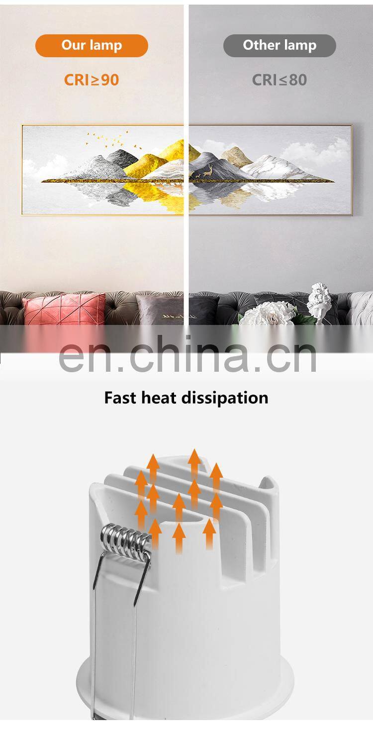 High Quality Aluminum Recessed Mini Ceiling Lamp Showroom Warehouse Museum 3W LED Down Light