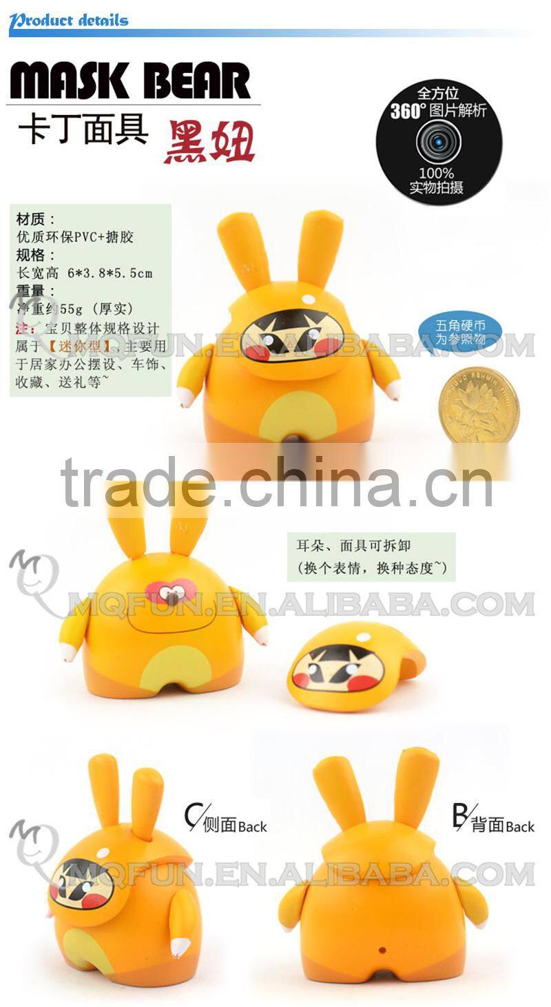 Mini Qute Mask Bear 6.5cm Kart Racer Black girl gift plastic reloading action figures Game Cartoon toy car Decoration model