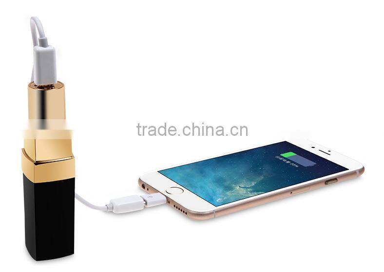 Best selling products lipstick power bank 3000mah charger universal portable phone charger