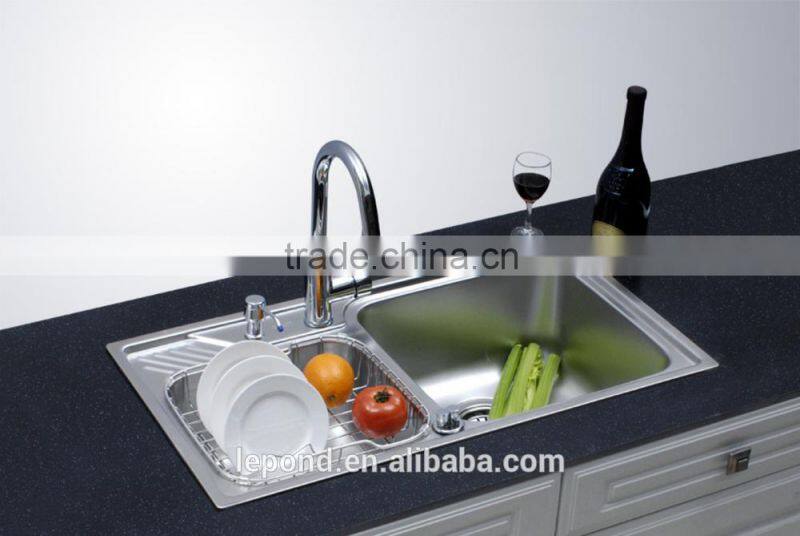 Hot offer undermount double bowl stainless steel kitchen sink with tempered glass