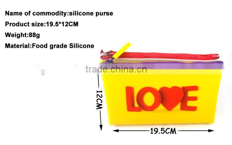 Customized 3D logo printed silicone coin purse handbag