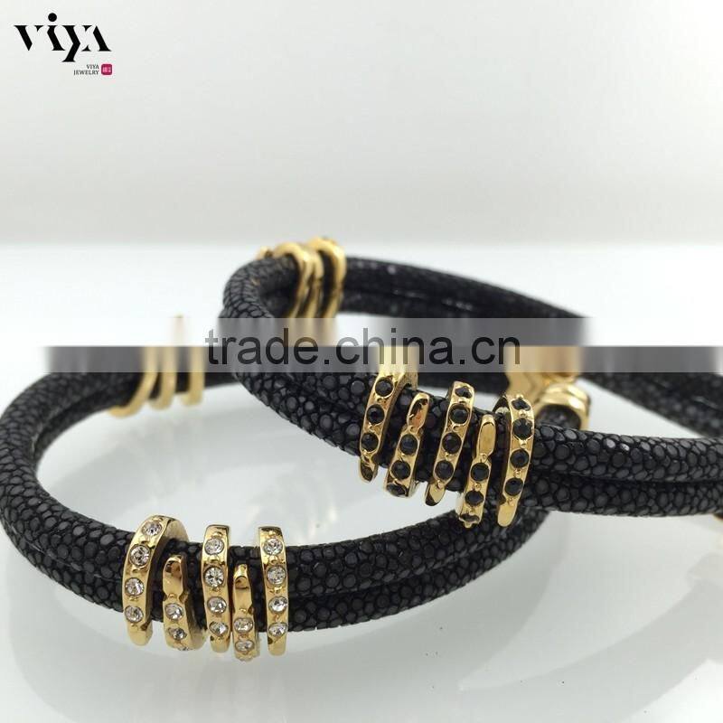 2016 Best Selling Products Stingray Leather Bracelet with 316L Stainless Steel Bracelet Jewelry for Wholesales
