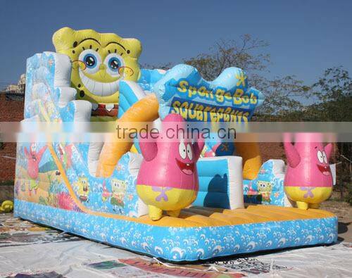 Hot sale inflatable play structure sponge bob beautiful slide