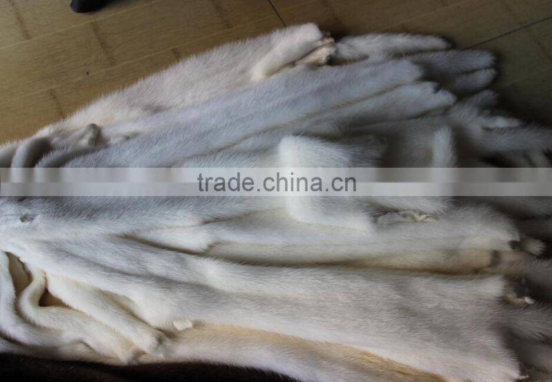 Luxury White real Mink fur wholepieces Skin and Fur pelt For gorgeous coats of women