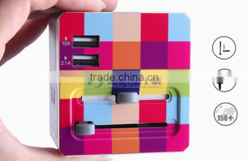 Universal International Plug Adapter All in One 2 USB Port World Travel AC Power Charger Adaptor with AU US UK EU Plug