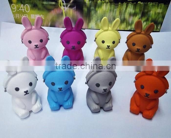 2016 newest rabbit design silicone pouch bag earphone bags