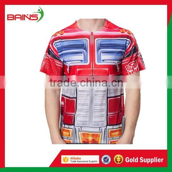 Custom sublimation 3d design t-shirts&100 polyester t shirts made in china
