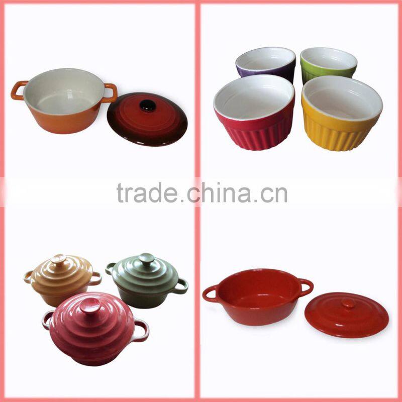 New Round Stoneware Ceramic Baking Dish With Handle