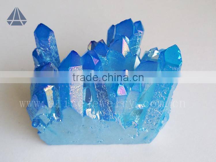 Rock blue aqua aura quartz crystal cluster healing stones cluster