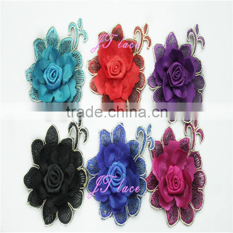 Chiffon Flower and Silver Leaf Sequin Flower Applique - DIY Flower Headbands - Bridal Applique