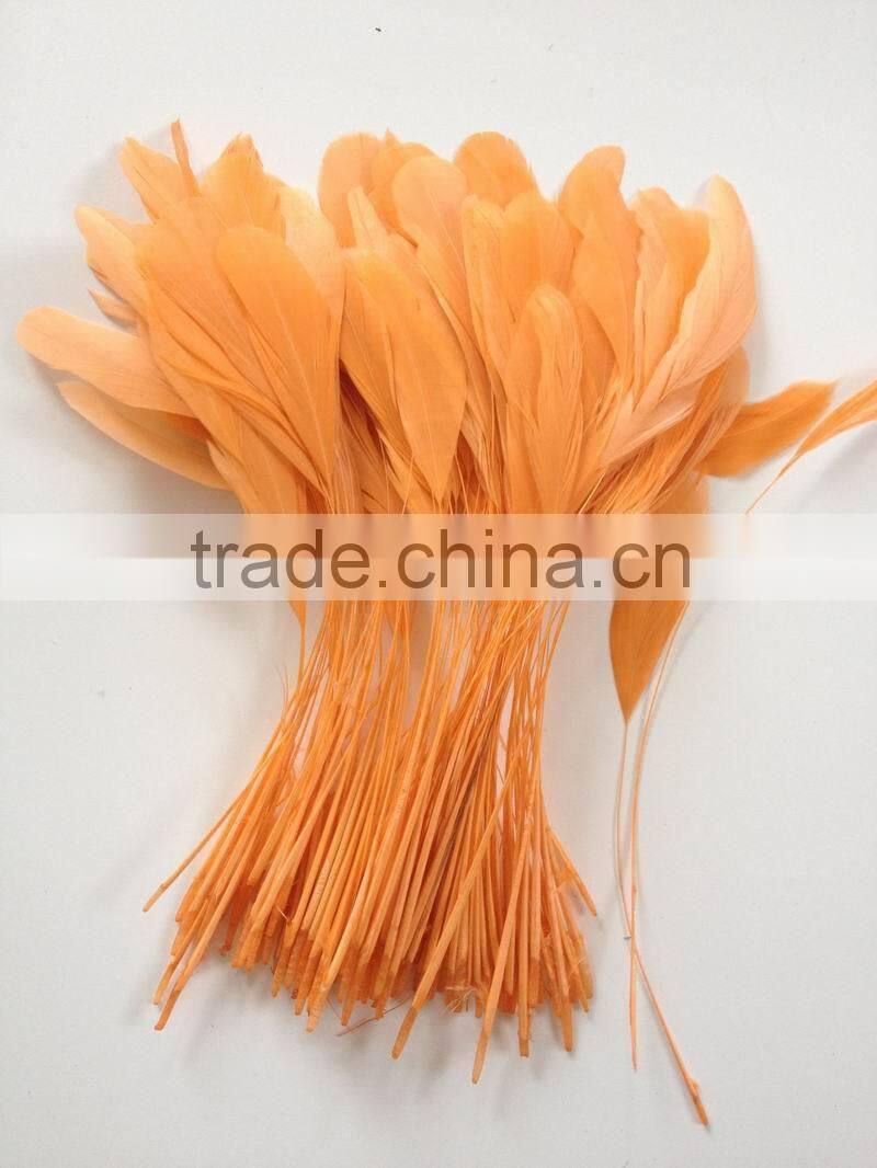 Orange stripped coque feather,millinery feathers,feather decoration in size 6-8''