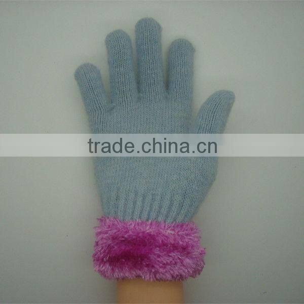 Boxi-High quality feather yarn rib rabbit fur gloves