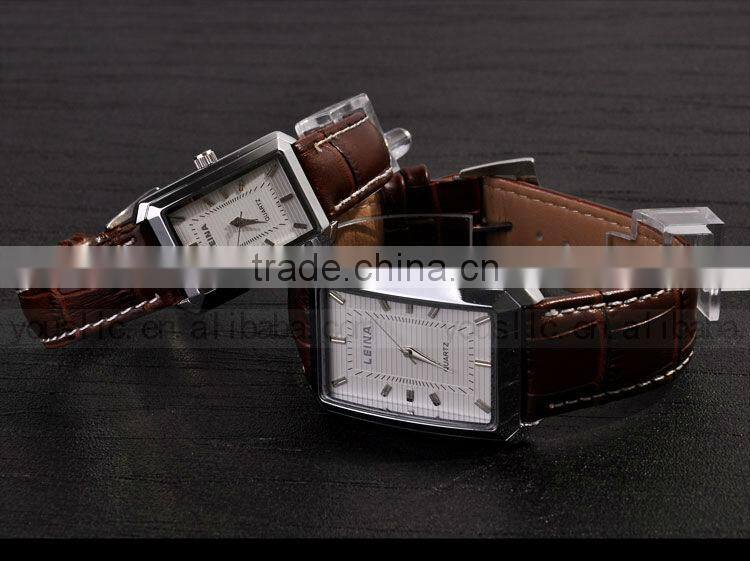 Stainless steel Automatic Leather Strap Lovers Wrist Watch