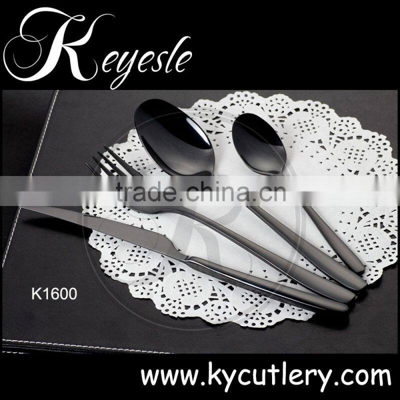 manufacture cutlery,black cutlery set,black plated flatware set