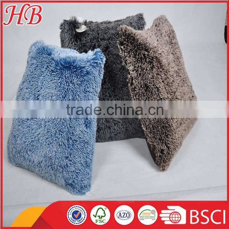 Green Long pile PV fleece cushion, solid PV fleece cushion manufacture, high quality cushion factory