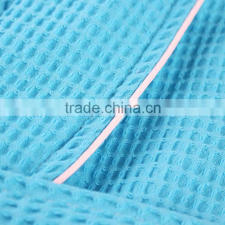 wholesale unisex nightgowns blue cotton waffle bathrobes for hotel