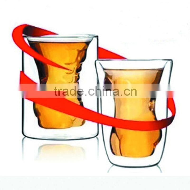 Top quality sweethearts teacup 200ml tea cup male female design pyrex glass tea cup heat resistant glass teaware glass teaset