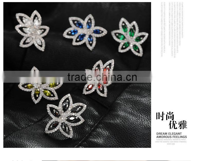 ED-57 Crystal Micro Paving Brass Material Top Quality White Gold Plated AAA Zircon Earring