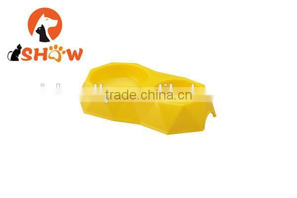 New arrival pet diamond slice surface dual two bowl feed bowl PP material
