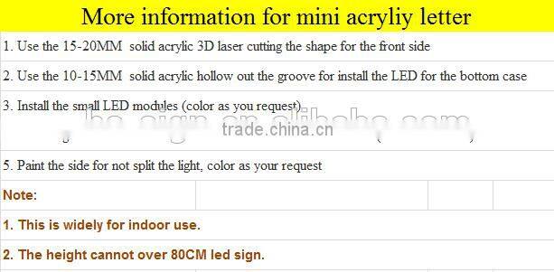 High Quality Mini Acrylic Channel Letter Sign Hot Sale For Shopping Mall