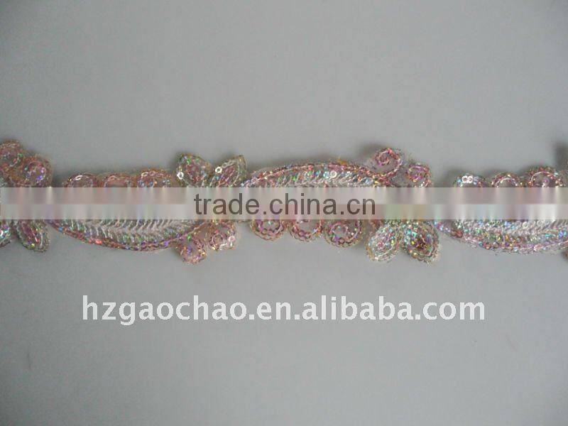 Fancy flower design organza embroidery lace