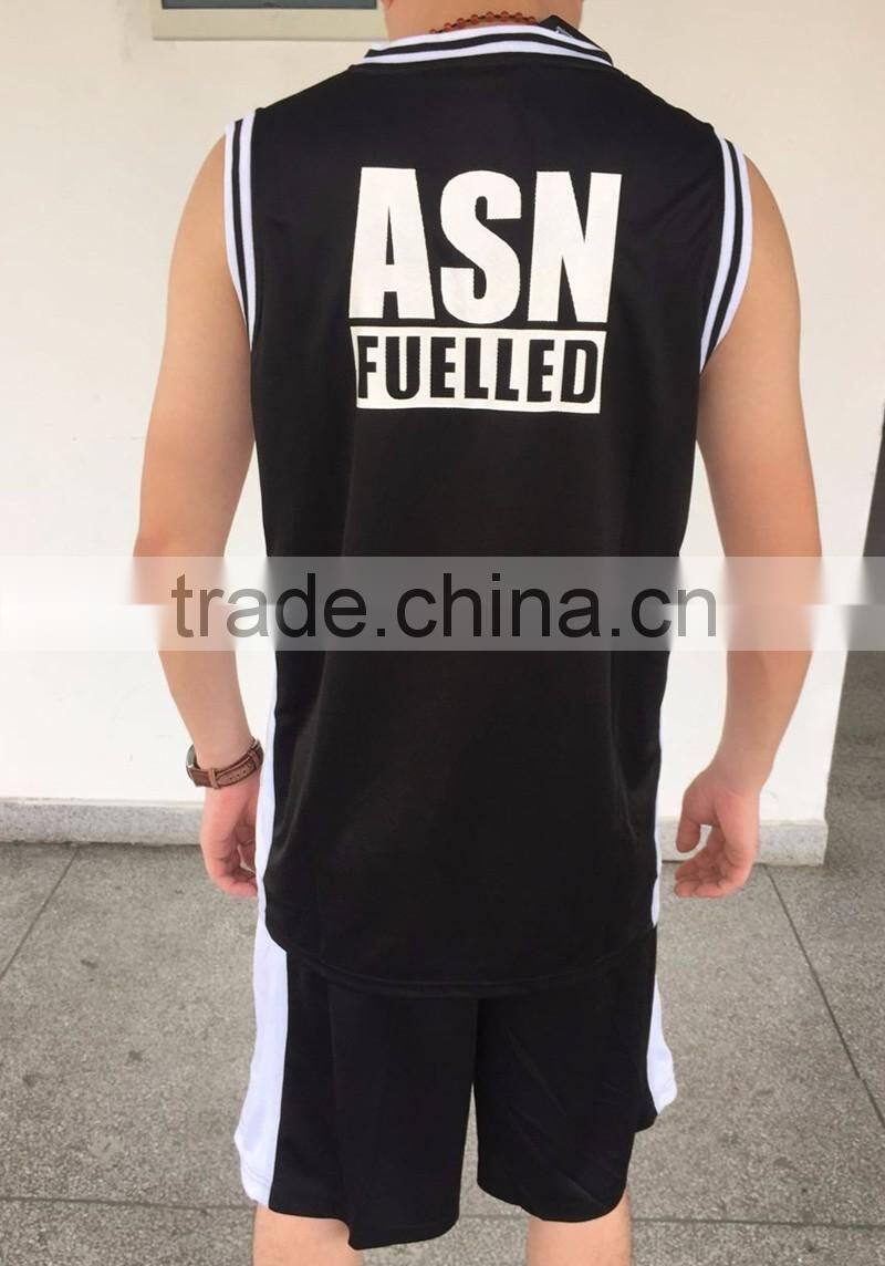 your team logo printing black and white color design basketall clothes breathable sublimation basketball uniform