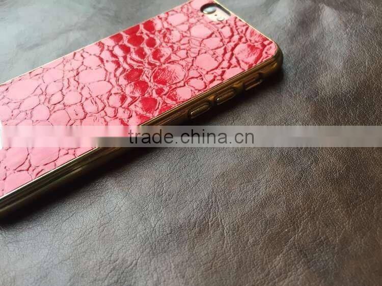 Electroplate TPU+Leather back for iphone 6 6s case with custom logo and high quality