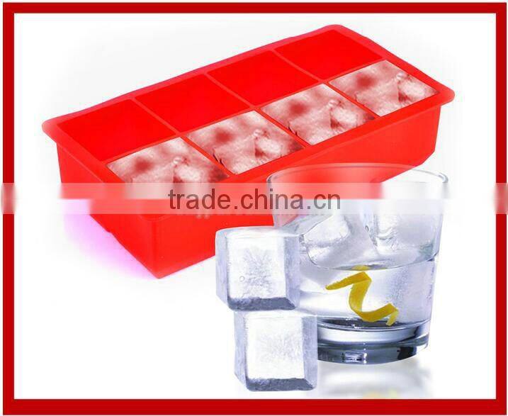 8 Cavity Whiskey King Square Silicone Ice Cube Tray With Lid