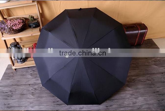 High quality Curve wooden handle pongee foldable umbrella,customized strong 3 fold auto open umbrellas for man
