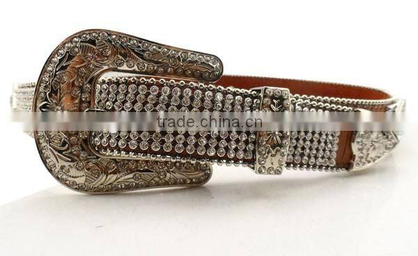 Western Fashion Strass Diamond Chain Cowgirl Rhinestone Cowhide Belt