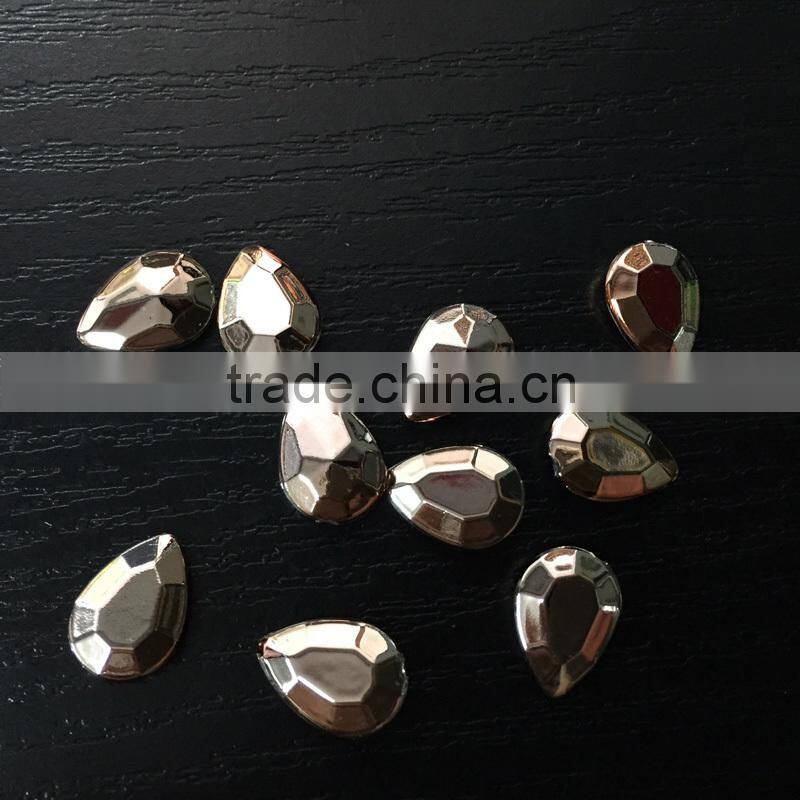 10*14 teardroppear metalic point back acrylic rhinestone diy jewely fitting jewel chain bracelet hobby rose golden gems