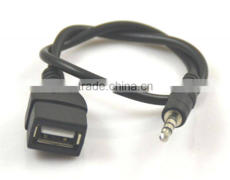 New 3.5mm Male Car AUX Audio Plug Jack to USB Female Cord Converter Cable