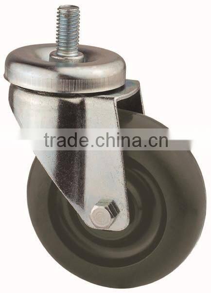 22 Series Double Ball Raceway Structure Screw Stem Swivel Black PP Caster