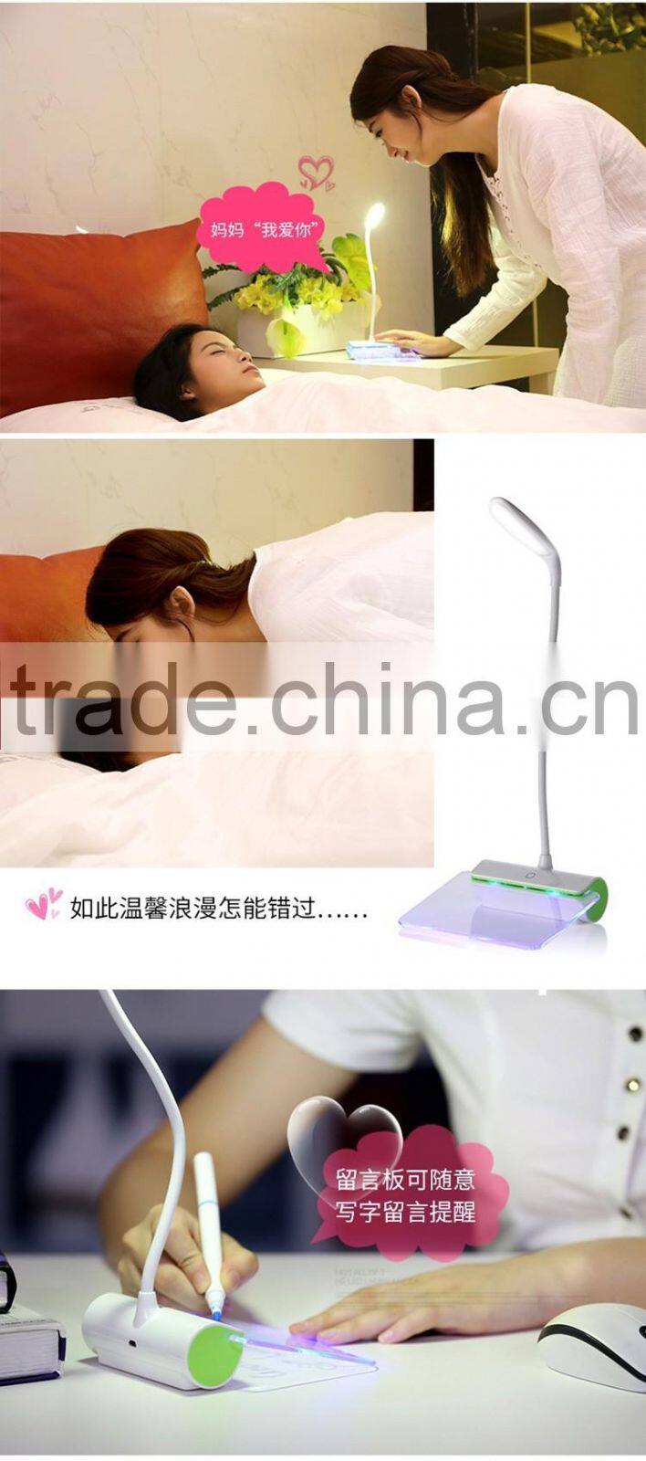 Rechargeable 360 degree twist hose desk lamp with luminous message boards