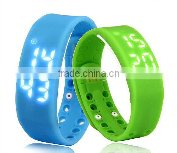 LED pedometer silicone sport smart watch with healthy record