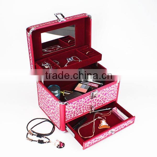 2014 popular aluminum makeup case with drawer