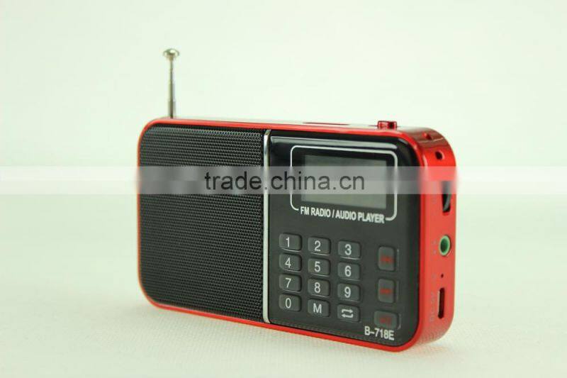 2015 hot selling B-718 TF card MP3 audio player portable mini usb radio speaker