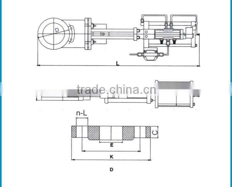 CF8 air actuated knife gate valve