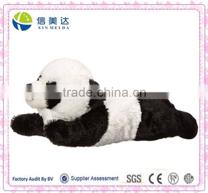 Children Kid Panda Bear Animal Paw Plush Toy Fuzzy Slippers - Black & White