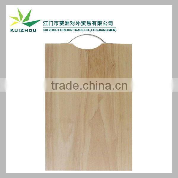 Long wooden cutting board with stainless steel handle