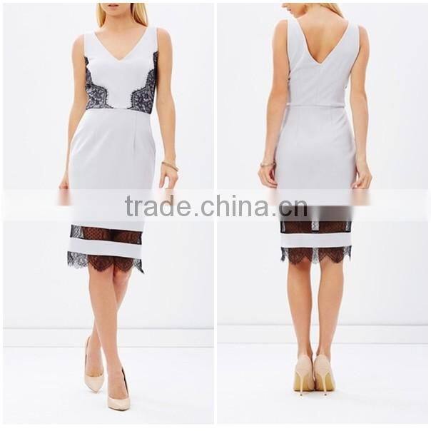Wholesale Lace Insert Pencil Design Dress Women Clothes