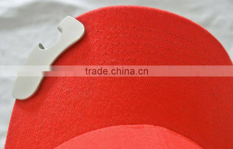 6 panel sport cap with bottle opener on the visor